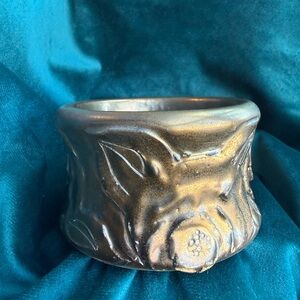 Handmade Floral Ceramic Cuff in Antique Gold